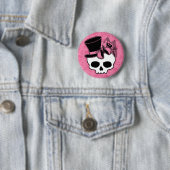 Girly Skull mit Hut und Rosa Bow Button (Beispiel)