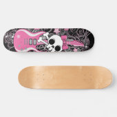 Girly Skull mit rosa Gitarre Skateboard (Horizontal)