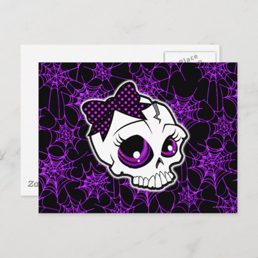 Girly Skull Postkarte (Vorne/Hinten)