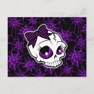 Girly Skull Postkarte