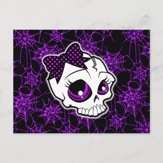 Girly Skull Postkarte (Vorderseite)