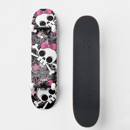 Girly Skull und Crossbones Skateboard (Vorderseite)