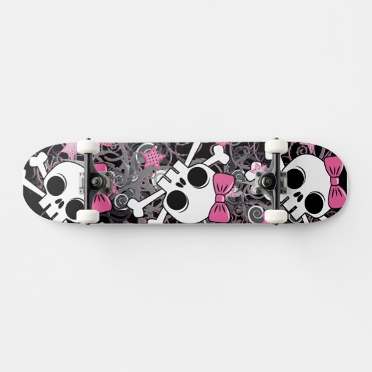 Girly Skull und Crossbones Skateboard (Horizontal)