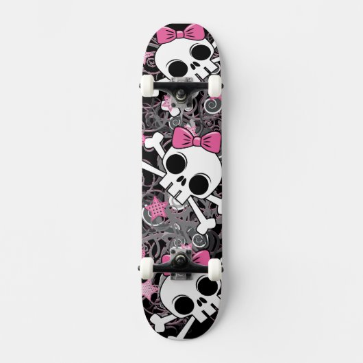 Girly Skull und Crossbones Skateboard (Vorderseite)