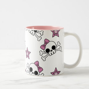 Girly Skulls und Stars Zweifarbige Tasse