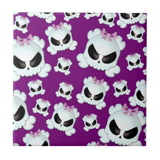Girly Skullz Fliese (Vorderseite)
