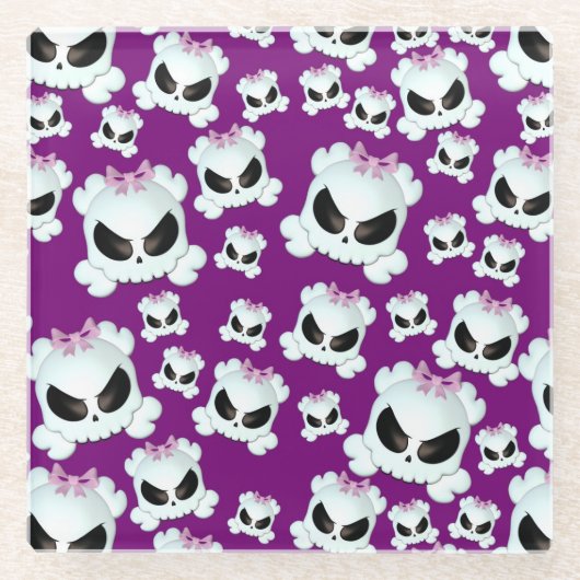 Girly Skullz Glasuntersetzer (Vorderseite)