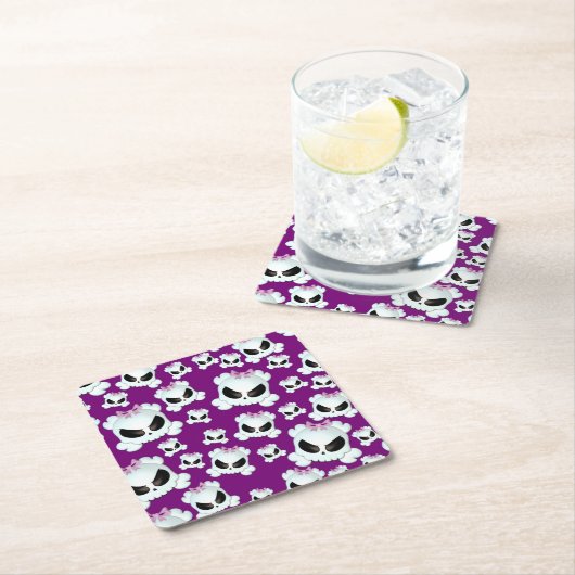 Girly Skullz Rechteckiger Pappuntersetzer (Vor Ort)
