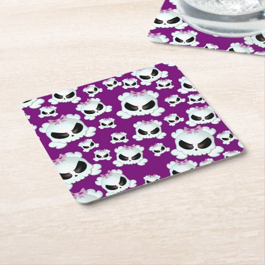 Girly Skullz Rechteckiger Pappuntersetzer (angewinkelt)