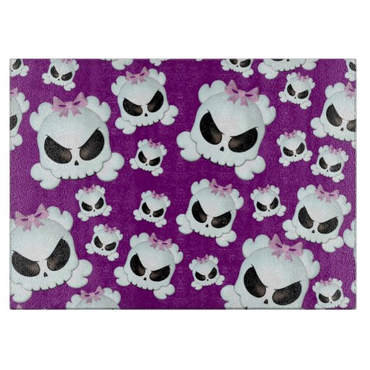 Girly Skullz Schneidebrett (Vorderseite)