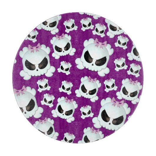 Girly Skullz Schneidebrett (Vorderseite)
