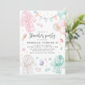 Girly Sleepover Slumber Geburtstagsparty Einladung (Stehend Vorderseite)