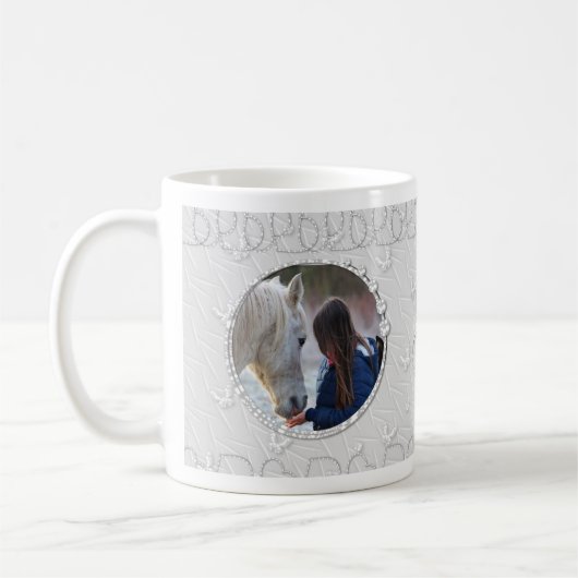 Girly Slilver Imitate Funkelnd Zwei Foto Herzinfar Kaffeetasse (Links)