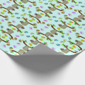 Girly Sloth (blau) Matte Wrapping Paper, 30" x 6' Geschenkpapier (Ecke)