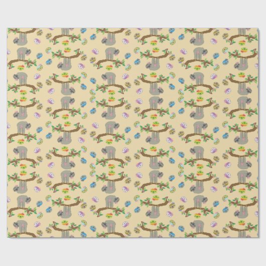 Girly Sloth Matte Wrapping Paper, 30" x 6' Geschenkpapier (Flach)