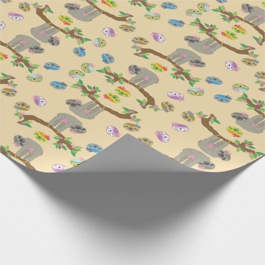 Girly Sloth Matte Wrapping Paper, 30" x 6' Geschenkpapier (Ecke)