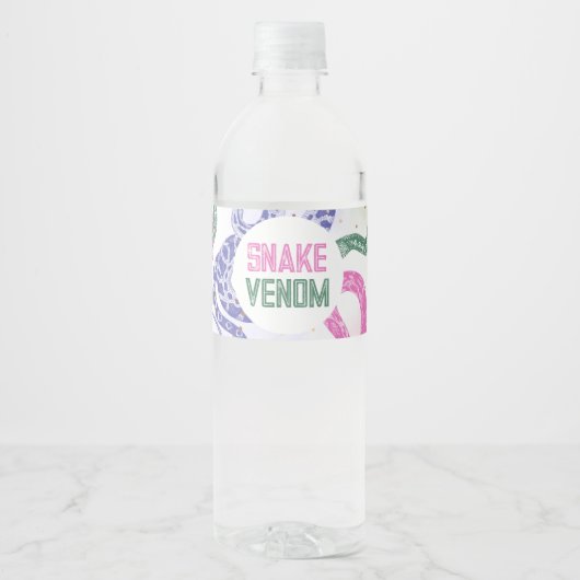 Girly Snake Water Bottle Labels Wasserflaschenetikett (Vorderseite)