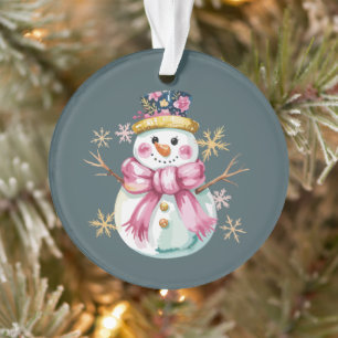 Girly Snowman Winterurlaub Weihnachten Niedlich Ornament