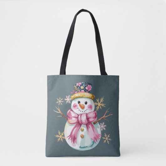 Girly Snowman Winterurlaub Weihnachten Niedlich Tasche (Vorderseite)