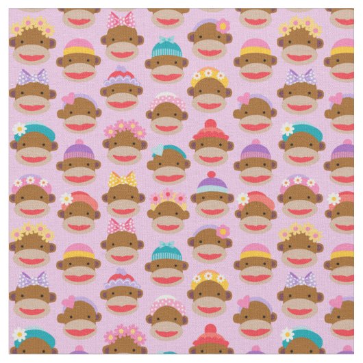 Girly Sock Affen Fabric, Pink Stoff (Nahaufnahme)