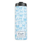 Girly Soft Blue Coquette Bow with Name Thermosbecher (Vorderseite)