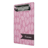 Girly Soft Pink Blätter Muster mit elegantem Namen Mini Klemmbrett (Gewinkelt2)
