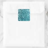 Girly Solid Aqua Glitzer Look Quadratischer Aufkleber (Tasche)