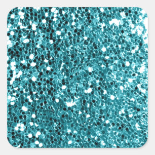 Girly Solid Aqua Glitzer Look Quadratischer Aufkleber