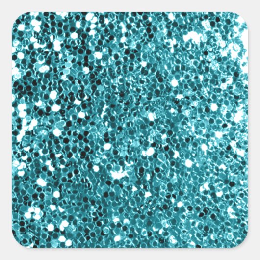 Girly Solid Aqua Glitzer Look Quadratischer Aufkleber (Vorderseite)