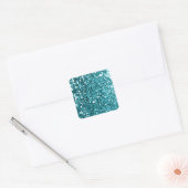 Girly Solid Aqua Glitzer Look Quadratischer Aufkleber (Umschlag)