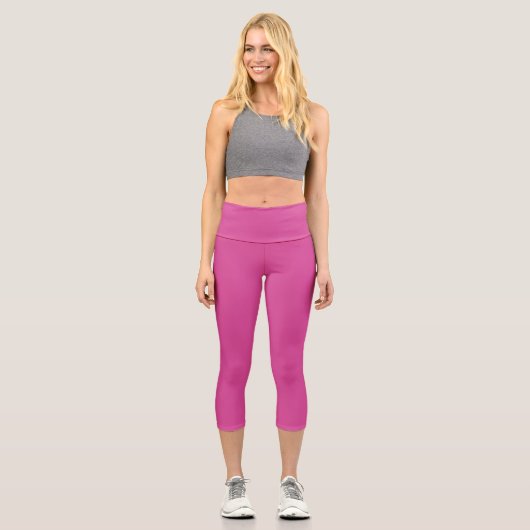 Girly Solid Minimalistisch Vibranry Mulberry Pink Capri Leggings (Vorderseite)