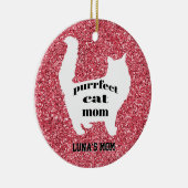 Girly Sparkle Pink Moderne Cat Mama Keramik Ornament (Rechts)