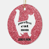 Girly Sparkle Pink Moderne Cat Mama Keramik Ornament (Links)