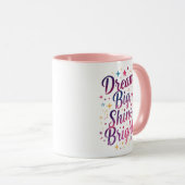 Girly Sparkle und Stars Motivation Tasse (VorderseiteRechts)