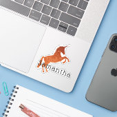 Girly Sparkle Unicorn Name Aufkleber (Laptop mit iPhone)