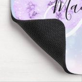 Girly Sparkly Unicorn Rainbow Hearts Monogram Mousepad (Ecke)