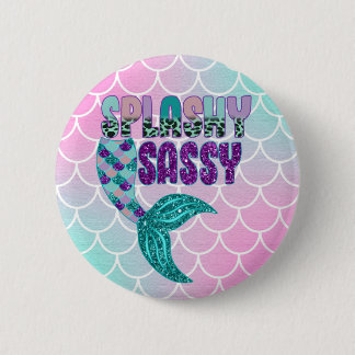 Girly Splashy Sassy Pink Lila Green Mermaid Schwan Button