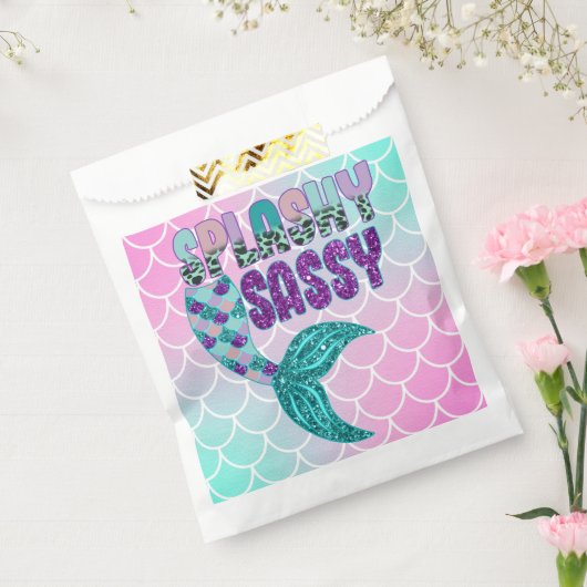 Girly Splashy Sassy Pink Lila Green Mermaid Schwan Geschenktütchen (Versiegelt)