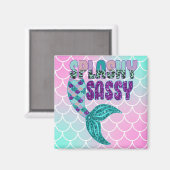 Girly Splashy Sassy Pink Lila Green Mermaid Schwan Magnet (Vorderseite/Rückseite)