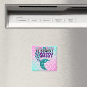Girly Splashy Sassy Pink Lila Green Mermaid Schwan Magnet (In Situ (Geschirrspüler))