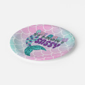 Girly Splashy Sassy Pink Lila Green Mermaid Schwan Pappteller (Schrägansicht)