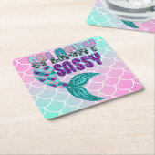 Girly Splashy Sassy Pink Lila Green Mermaid Schwan Rechteckiger Pappuntersetzer (angewinkelt)