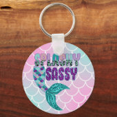 Girly Splashy Sassy Pink Lila Green Mermaid Schwan Schlüsselanhänger (Vorderseite)
