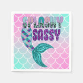 Girly Splashy Sassy Pink Lila Green Mermaid Schwan Serviette (Vorderseite)