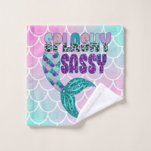 Girly Splashy Sassy Pink Lila Green Mermaid Schwan Waschlappen