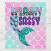 Girly Splashy Sassy Pink Lila Green Mermaid Schwan Weinetikett (Einzelnes Label)