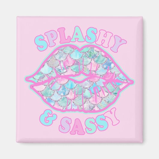 Girly Splashy & Sassy Pink Türkise Mermaid Kiss Magnet (Vorne)