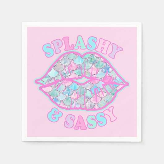 Girly Splashy & Sassy Pink Türkise Mermaid Kiss Serviette (Vorderseite)