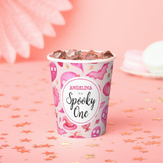 Girly Spooky 1. Geburtstagsname Pappbecher