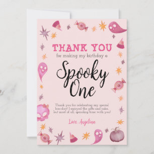 Girly Spooky One Birthday Dankeschön Karte